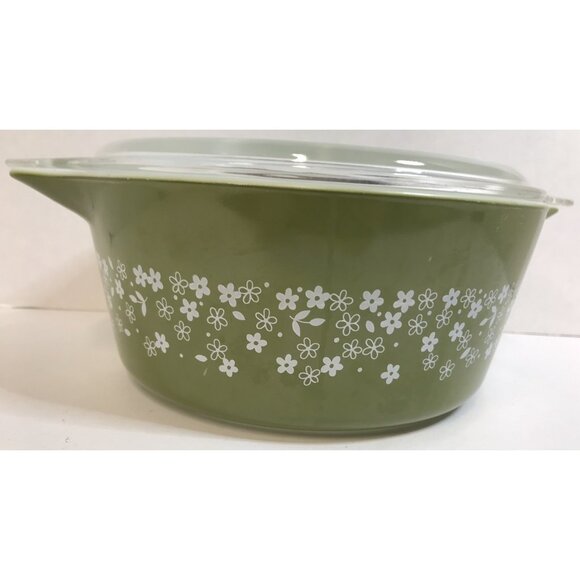 Vintage PYREX CRAZY DAISY SPRING BLOSSOM 475-B CASSEROLE & LID 2 1/2 Qt. - Picture 2 of 12